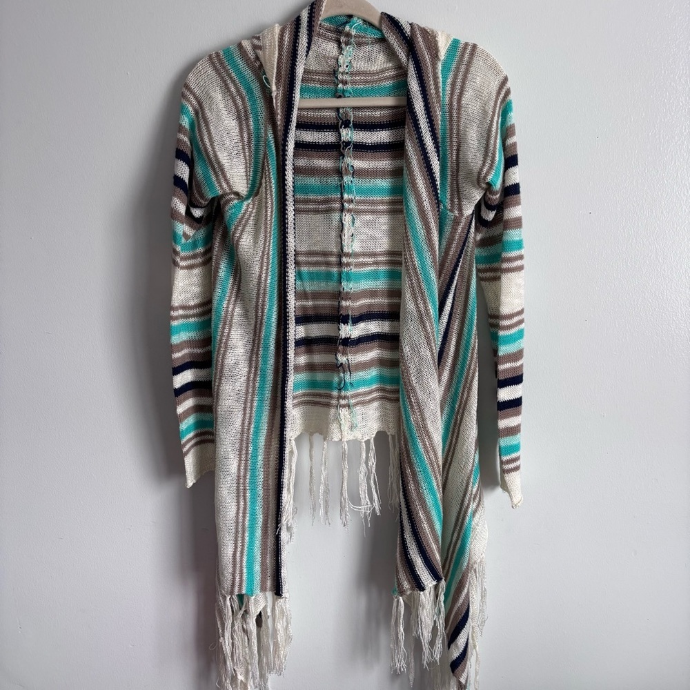 ⭐️⭐️⭐️Rue21 Multicolor Knit hooded open front Cardigan size large